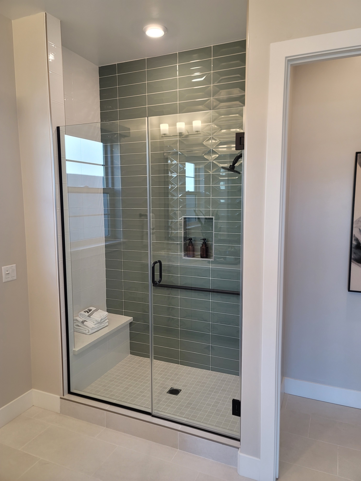 Finished bathroom with custom tile installation